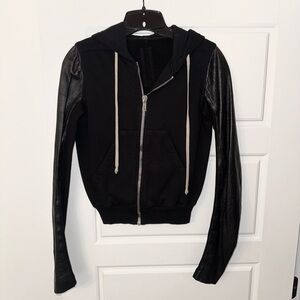 Rick Owens DRKSHDW Leather Sleeve Hoodie